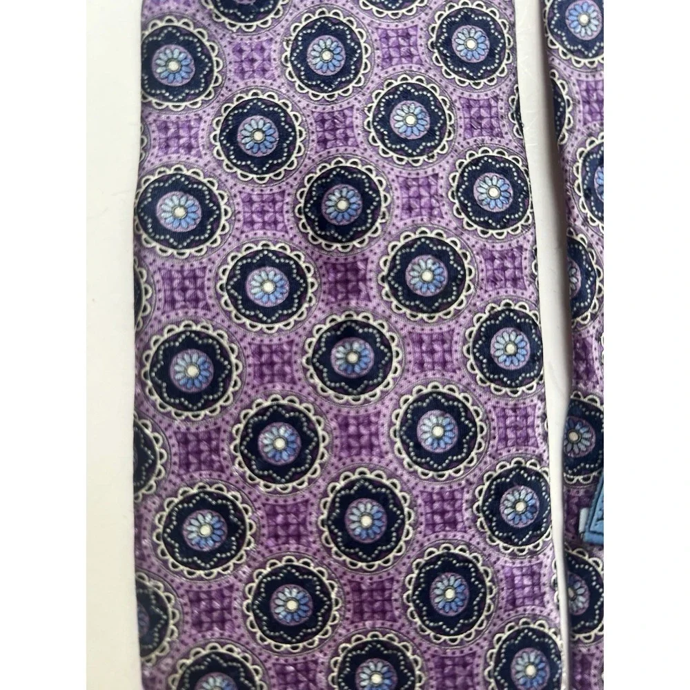 J.Z. Richards Boulder Purple Navy Blue Geometric Silk Tie Extra Long 68 Inch